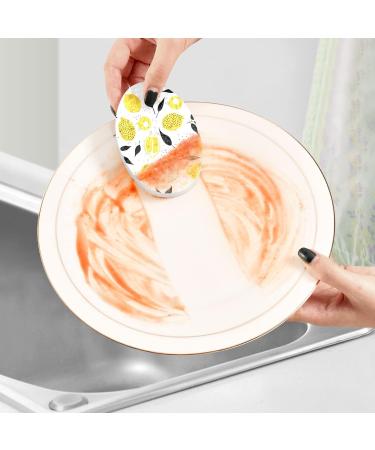 3-Pack Cleaning Kitchen Sponges Oval Yellow Lemons and Lemon Slices Kitchen Cellulose Dishwashing Wood Pulp Cotton - Buy Online on GoSupps.com