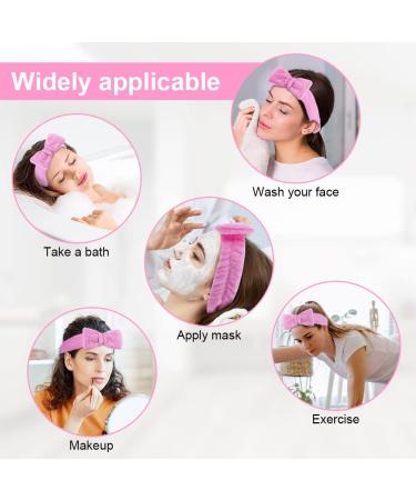 AOMIG Spa Headband for Women - Fluffy Bowknot Hair Band for Makeup, Shower, Sports (Pink) - 1 Pc - Buy Online on GoSupps.com
