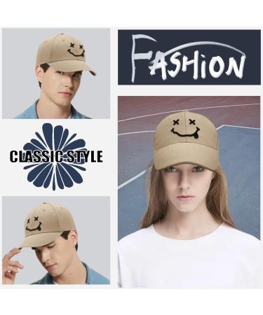 Buy BayNetin Classic Cotton Baseball Cap - Embroidered Smile Design Adjustable Sun Protection for Men - Sporty Kahaki Hat - Buy Online on GoSupps.com