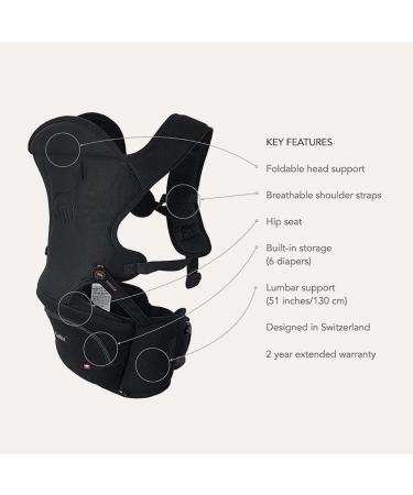 MiaMily Hipster Essential Baby Carrier | 3 Carry Positions | Built-in Storage | Adjustable Waist Belt | Black | For Babies and Toddlers (4m to 4y) - Buy Online on GoSupps.com