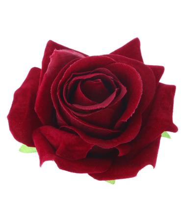 Lurrose 2 in 1 Artificial Large Rose Flower Hairpin Hair Clips Flower Brooch for Women Party (Wine Red)