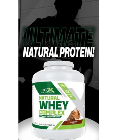 BioX Natural Whey Complex | Natural Whey Protein Powder with Whey Concentrate Whey Isolate Hydrolyzed Whey | Formulated with Natural Flavours & Sweeteners | 24g Protein | 5LB (Chocolate) - Buy Online on GoSupps.com
