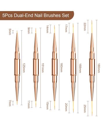 YONOY 5 Pcs Double-Ended Nail Art Brushes - Rose Gold Liner Brush Set for Fine Drawing and Details - Buy Online on GoSupps.com
