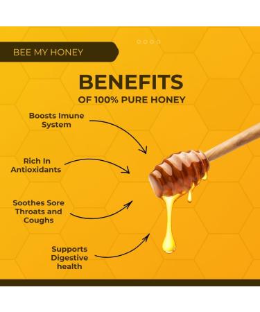 BEE MY HONEY 100% Pure Raw Honey 1 KG Unpasteurized Golden Liquid Squeeze Natural Sweetener (1kg) - Buy Online on GoSupps.com
