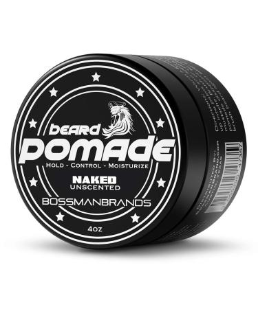Bossman Hair & Beard Pomade - Moisturizing with Longer Hold and Control - Men's Hair  Beard and Moustache Styling Product - Made in USA (Unscented) Naked
