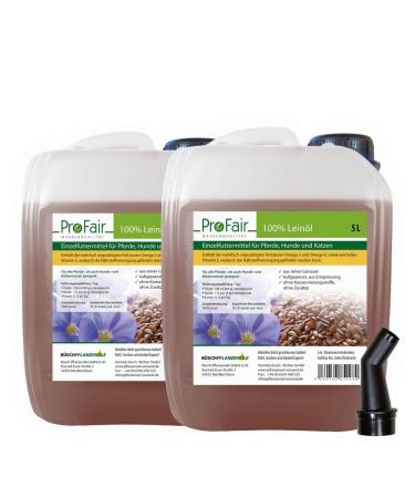 10 liters of Profair Linen oil (2 x 5 liters of canister) cold pressed 100% made of pure linseed without additives individual feed for horse dog and cat