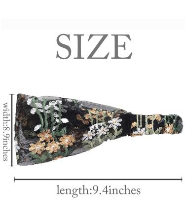 Urieo Lace Headbands Set - Champagne Flower Embroidery Hairbands for Women - Wide Floral Headband for Workout & Vacation - Stretchy Fashion Bandeau Hair Accessories (Set of 4) - Buy Online on GoSupps.com