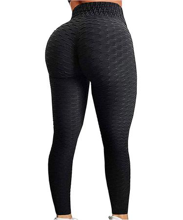 JGS1996 Women's High Waist Yoga Pants Tummy Control Slimming Booty Leggings Workout Running Butt Lift Tights Large Black