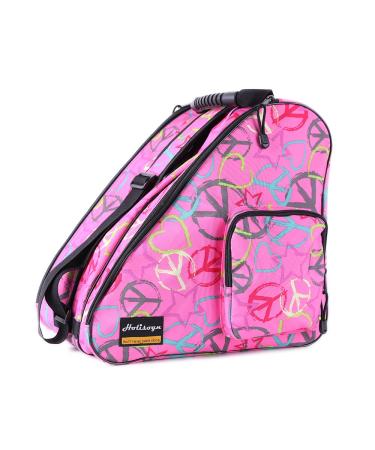 Holisogn Ice, Inline and Roller Skate Bags, Premium and Fashion Bags for child, kids, teenager, adult (Peace & Love Pink HLS001)