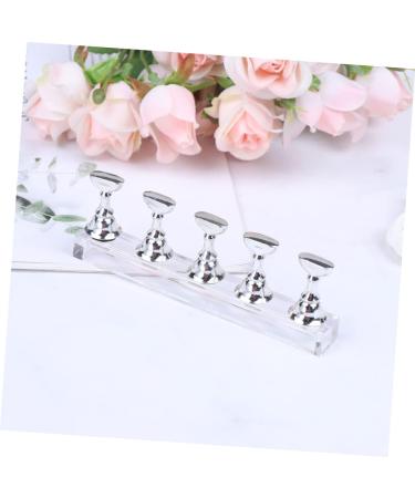 Healeved 2 Sets Nail Art Accessories Crystals for Nails Nail Polish Tips Stand Tool Stand Nail Practice Stand Nail Tips Holder Fake Nail Holder Nail Art Tip Display Base Frame Magnet 2.5*1cm Silver - Buy Online on GoSupps.com