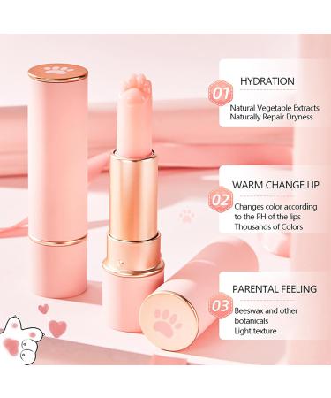 Moily Kawaii Cat Paw Lip Balm Color Changing Formula 3 5g Hydrating Moisturizing Lip Butter Nourishing for Soft Lips Women Girls Pink One Size One Size Pink - Buy Online on GoSupps.com