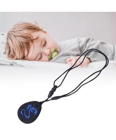 Chewy Necklace for Babies | Blue Dragon Print Silicone Teething Relief | 2-Piece Chewable Chain - Buy Online on GoSupps.com