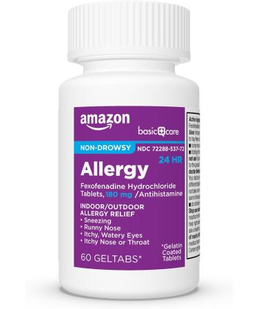 Buy Amazon Basic Care 24 Hour Allergy Relief Fexofenadine Hydrochloride 180mg Geltabs - Non-Drowsy Antihistamine 60 Count - International Shipping Available - Buy Online on GoSupps.com