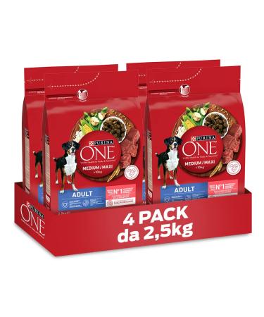 Purina One Medium/Maxi 10 kg Dog Food 4 Bags of 2.5 kg each