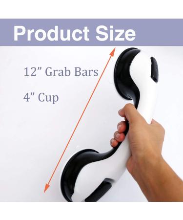 HomeKaren 12" Suction Grab Bars 2 Pack  Shower Handles for Handicap  Mother Day  Elderly  Disable  Senior  Bathroom Balance Bar Safety Hand Rail Support for Tub  Showers  Bathtubs  Walls  4" Cup - Buy Online on GoSupps.com