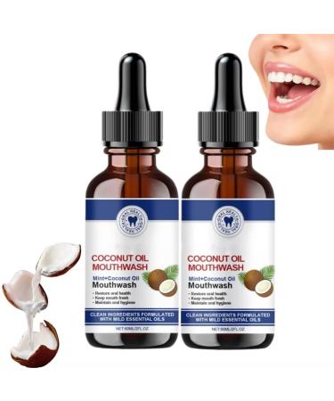 2PC Whitening Oil Mouthwash with Coconut Oil and Peppermint Oil, Freshens Breath Eliminates Bad Breath Whitens Teeth,Ourlyard Coconut Oil Mouthwash