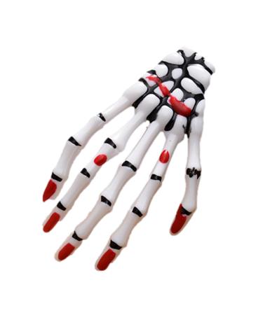 Skeleton Hand Hair Clip Alloy Rhinestone Claws Long Lasting Claw Barrette Spooky Style Pearl Barrettes with Terrify Realistic Skeleton Claw Clip for Halloween Supplies 2# Blood Hand Bone Clip