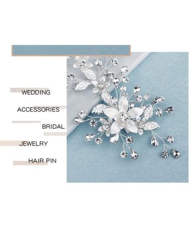 BSLVWG Flower Bride Wedding Hair Comb Slides Silver Crystal Hair Piece Bridal Hair Accessories for Women and Girls - Buy Online on GoSupps.com