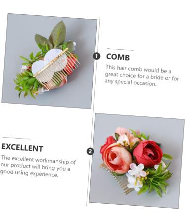 DOITOOL 1pc Wedding Hair Accessories Flower Hair Silver Hair Beads Hair Accessories for Prom Flower Decor Prom Headpiece Wedding Hair Wreath Tuck Comb Bride Bud Hair Comb Simulated Leaves - Buy Online on GoSupps.com