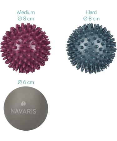 Navaris 3x Massage Ball Set - Hedgehog & Lacrosse Balls for Shoulder Back Foot & Hand Relief - Medium Hard Fitness Tools - Buy Online on GoSupps.com
