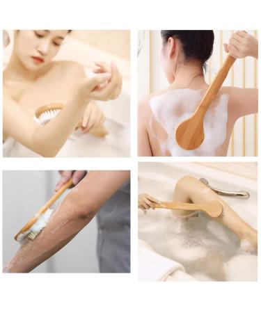 LissomPlume Soft Bristle Bath Body Brush with Bamboo Handle - Anti-Slip Shower Back Scrubber for Men and Women - Natural Color - Buy Online on GoSupps.com