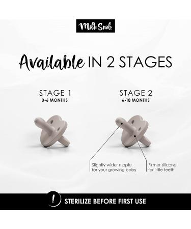 Milk Snob Calm n Cuddle Silicone Pacifier 6-18 Months | BPA Free Teether & Soother for Baby Girl and Boy | Stage 2 Gray Linen - Ideal Baby Registry & Shower Gift - Buy Online on GoSupps.com