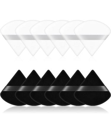 Ainiv 12 PCS Triangle Makeup Puff - Reusable Soft Powder Sponge - Dual-Use Face Powder Puff for Foundation, Blush, and Pressed Powder - 12PCS Black+White - Buy Online on GoSupps.com
