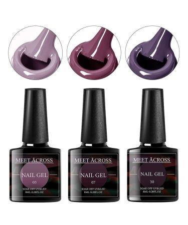 Meet Across Purple Plum Red Gel Nail Polish Set - 3 Color Nude Gel Polish Kit with UV/LED Lamp Base & Top Coat - Perfect Gift Box for Nail Art Salon & Manicure Starter Set - Buy Online on GoSupps.com