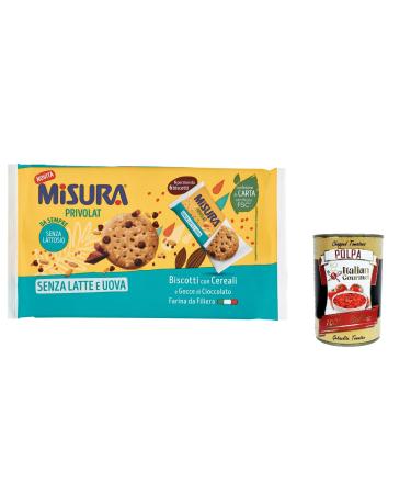 Italian Gourmet E.R. Misura Privolat Biscuits with Cereal and Chocolate Chips No Milk or Eggs Italian Flour Cookies 280 g + Italian Polpa Gourmet Polpa 400 g
