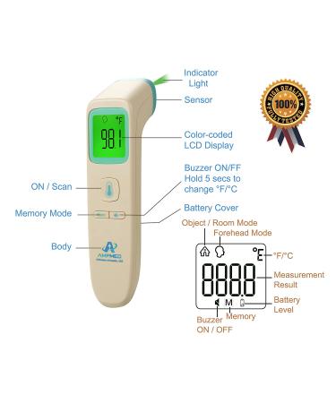 Amplim Non-Contact Digital Thermometer - Medical Grade Touchless for Adults, Children & Babies - Buy Online on GoSupps.com