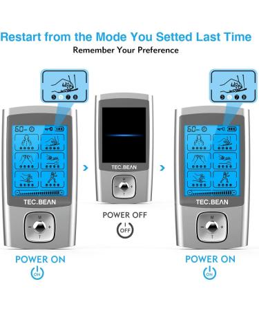 TEC.BEAN 24 Modes TENS Unit Muscle Stimulator + 8 Electrode Pads | Rechargeable Electric Pulse Massager for Pain Relief Therapy - Buy Online on GoSupps.com