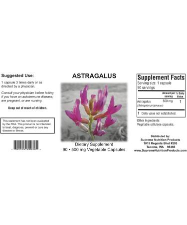 Supreme Nutrition Astragalus Supreme 90 Capsules - 505mg Pure Huang Qi - Immune Support Supplement - Buy Online on GoSupps.com