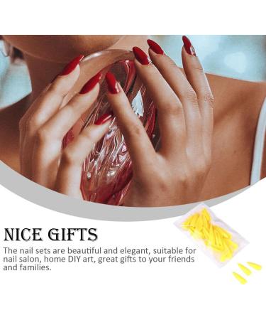 dijiusidy 1 Set Press on Nails Almond Fingernails Stick Solid Color Full Cover Art Decals Salon Supplies DIY Decorations No.8 yellow - Buy Online on GoSupps.com