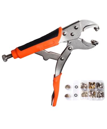 Heavy-Duty Snap Fastener Pliers (Adjustable Setter  2 Interchangeable Dies) Snap Installation Set Hand Tools for Fastening  Replacing Metal Snaps  Repairing Boat Covers  Canvas Orange and Black