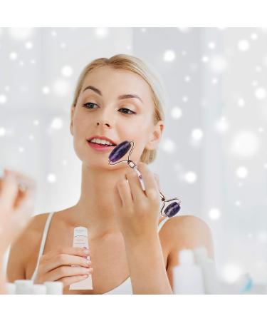 Ideayard Jade Roller for Face Massage - Noiseless Anti Aging Beauty Roller with Real Flower Infused Handle (Amethyst) - Purple - Buy Online on GoSupps.com