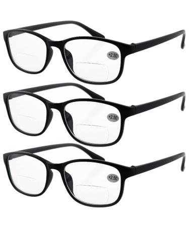 Lasree 3 PRS +3.00 Classic Frames Reading Glasses Eyeglasses for Men +3.00 Black