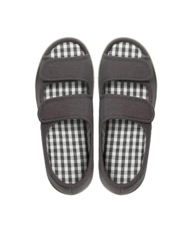 Womens Diabetic Shoes Arthritis Edema Slippers Adjustable Strap Extra Wide Width Sandals Shoes for Diabetic Flat Feet Swollen Feet Dark Gray XXL XX-Large Dark Gray