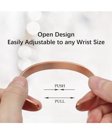 Jeracol Copper Magnetic Bracelet - Adjustable Cuff Bangle with 8 Magnets - Men Women - Simple Style - Gift Box Included - Buy Online on GoSupps.com