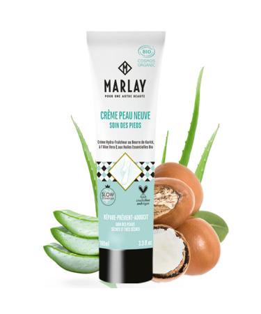 Marlay Cosmetics New Skin Cream 100 ml - Dry & Damaged Foot Cream - Moisturizing & Antiperspirant - 99% Natural Origin - Prevents Calluses and Cuticles - Made in France