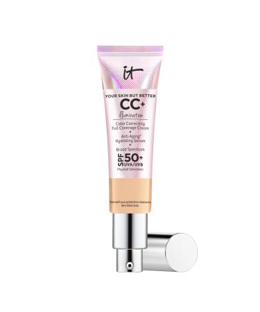 IT Cosmetics CC+ Cream Illumination Full Coverage Foundation - Color Correcting Cream, Hydrating Serum & SPF 50+ Sunscreen - Radiant Finish - 1.08 fl oz Medium (W)