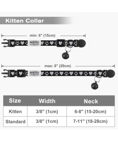 Tagme 2er-Pack Reflective Cat Neck Band with Safety Clasp & Bell | Custom Name & Address Shield for Kittens - Fits 15-20 cm - Black - Buy Online on GoSupps.com