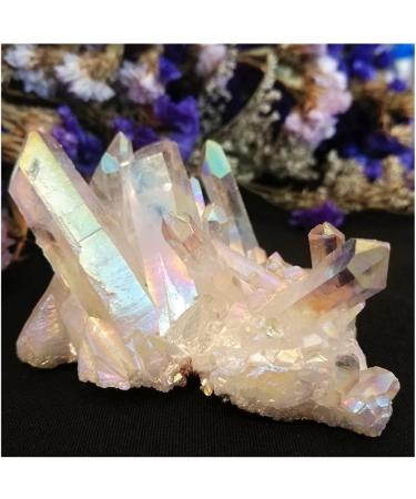 Natural Crystal Rough Natural White Angel Aura Crystal Cluster Electroplating Titanium Coating Quartz Cluster Stone (Color : Aura White Size : 130g) 130g Aura White - Buy Online on GoSupps.com