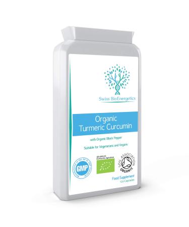 Organic Turmeric Curcumin 1000mg daily dose plus Organic Black Pepper - High Potency - 120 Veg Capsules - UK Manufactured Certified Organic Non-GMO & Gluten Free - Suitable for Vegetarians and Vegans