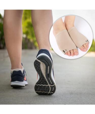 Arch Support Sleeve & Brace for Plantar Fasciitis Relief | Compression Socks with Gel Pads - Pain Relief for Long Hours - Beige - Buy Online on GoSupps.com