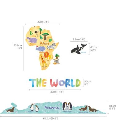 DECOWALL SG2-1615S Animal World Map Kids Wall Stickers Decals Peel and Stick Removable for Nursery Bedroom Living Room decor baby educational nation worldwide Animals World Map - Buy Online on GoSupps.com