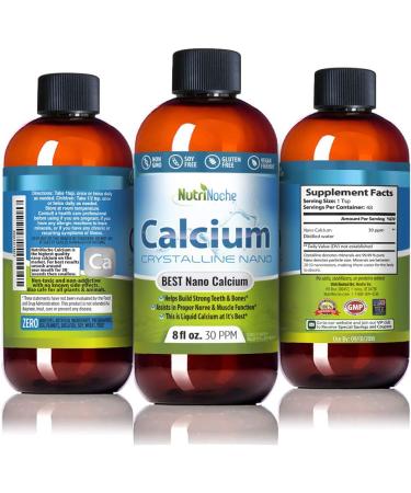 NutriNoche Liquid Calcium Supplement - 30 PPM Nano Calcium Absorption - Colloidal & Trace Minerals - 8 Fl Oz - Buy Online on GoSupps.com