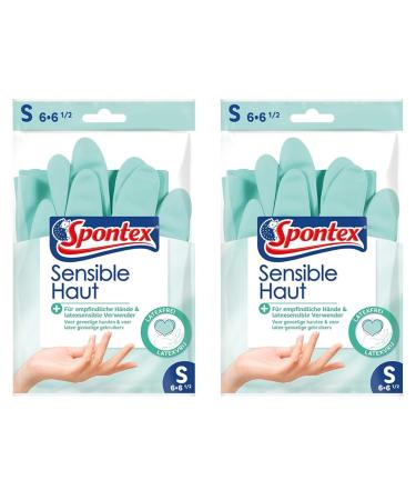 Spontex sensitive skin skin -friendly household gloves for sensitive hands and latex allergy sufferers soft internal flocking size S (1 x 1 pair) (pack with 2) S (pack with 2) sensitive skin
