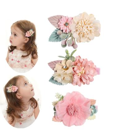 3pcs Hair Clips With Floral Alligator Hairpins Headwear Barrettes Fashion Accessories for Girls  Baby Toddles Toddler Bows