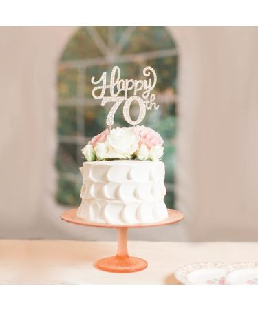 Happy 70th Birthday Gold Rhinestone Cake Topper - Cheers to Seventy Years Old Party Decorations - Buy Online on GoSupps.com