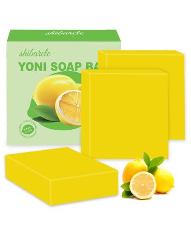 Yoni Bar Soap 3 PCS Organic Yoni Wash Yoni Soap Bar for Women Ph Balance Feminine Wash Natural Vaginal Body Bath Soap Deodorant Moisturizing Lemon Handmade feminine soap